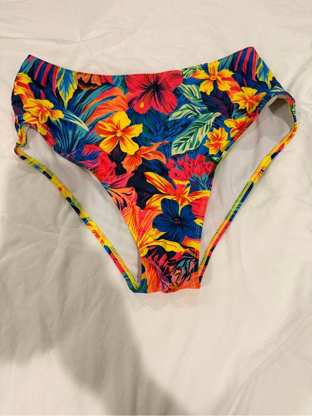 NWOT High-Waist Tropical Floral Bikini Bottom - Multicolor